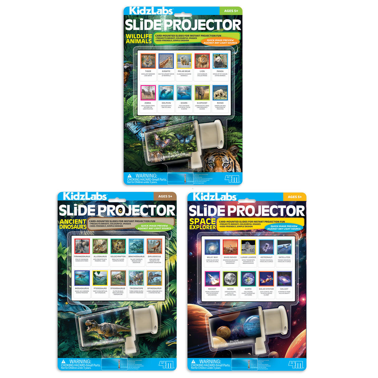 4M Kidzlabs Slide Projector Space;Dino & Wildlife Assorted- Kids Toy Projectors