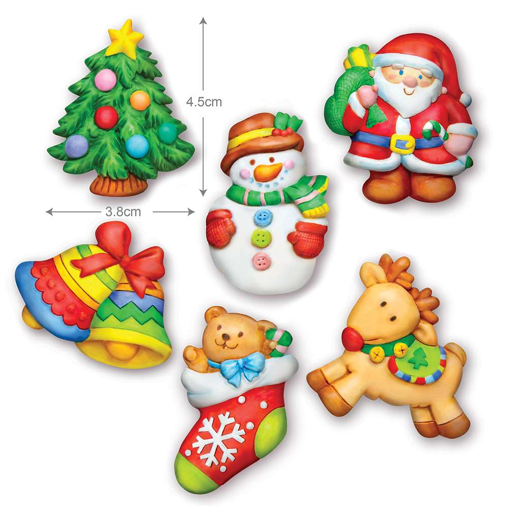 Mould and Paint Christmas 6pc Festive DIY Magnets Set 4M Craft Kit