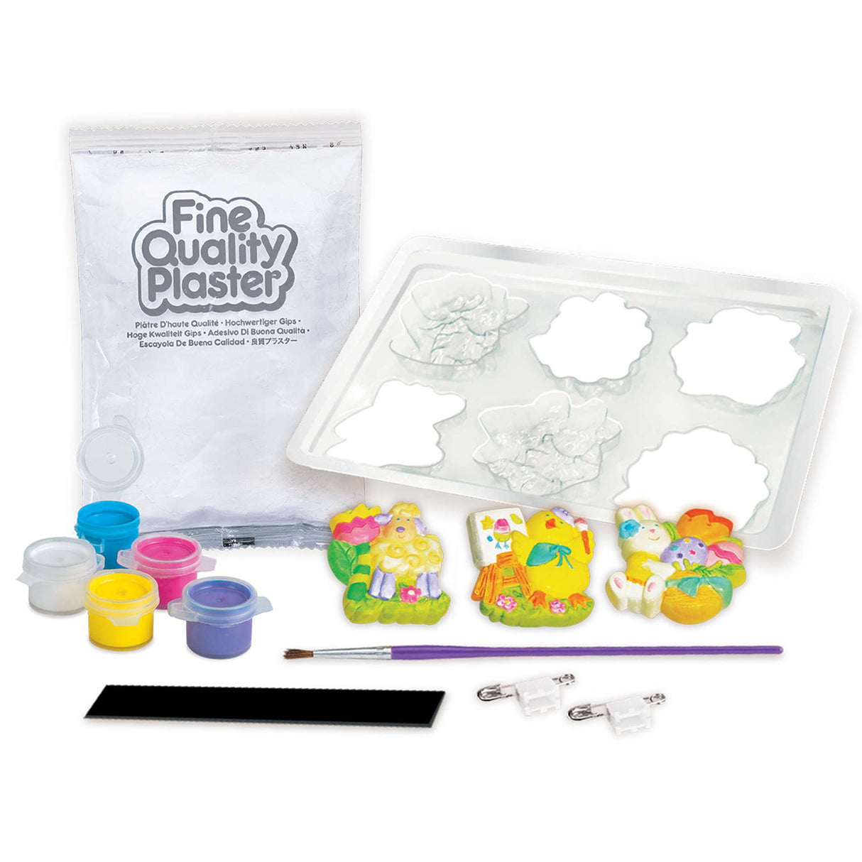 4M Mould & Paint Happy Easter- Clay Magnet Making Kit for Kids, Spring Craft Set