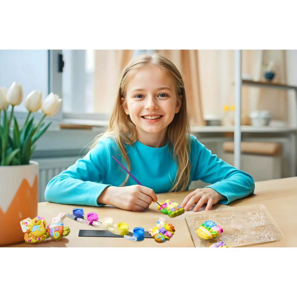 4M Mould & Paint Happy Easter- Clay Magnet Making Kit for Kids, Spring Craft Set
