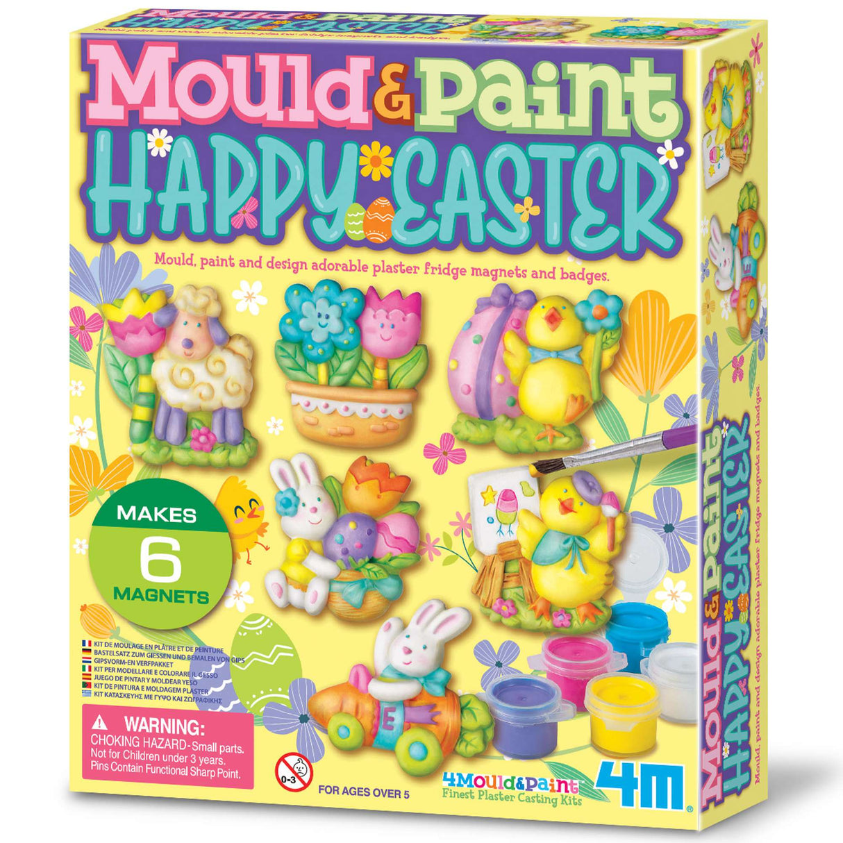 4M Mould & Paint Happy Easter- Clay Magnet Making Kit for Kids, Spring Craft Set