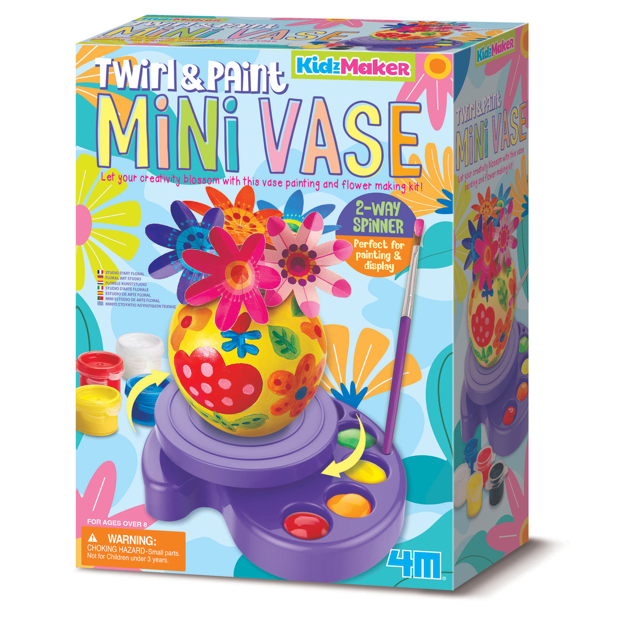 4M Twirl and Paint Mini Vase KidzMaker Flower Vase Craft Kit