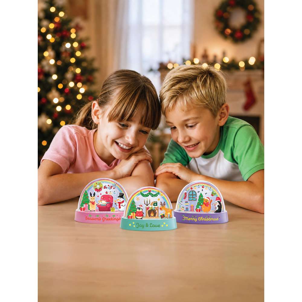 4M Glitter Snow Domes Christmas - 3pc DIY Snowglobe Set, Kids Snow Globe Kit