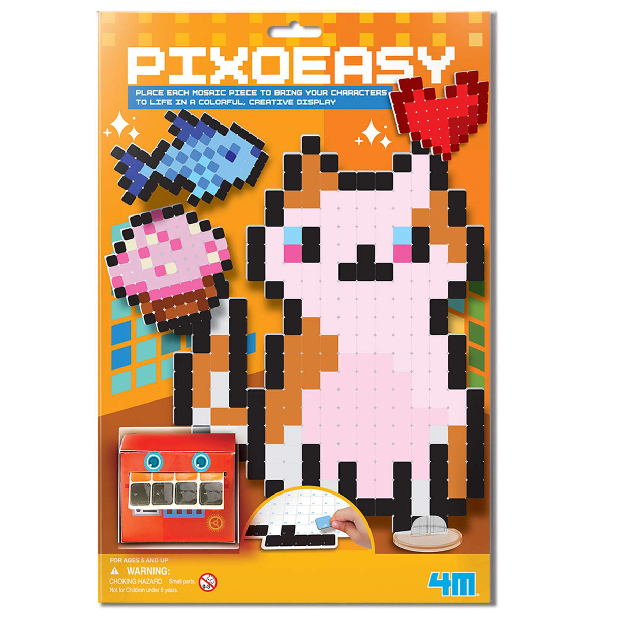 4M Pixoeasy Cat-Pixel Art Making Kit for Kids with Mosaic Pieces & Display Stand