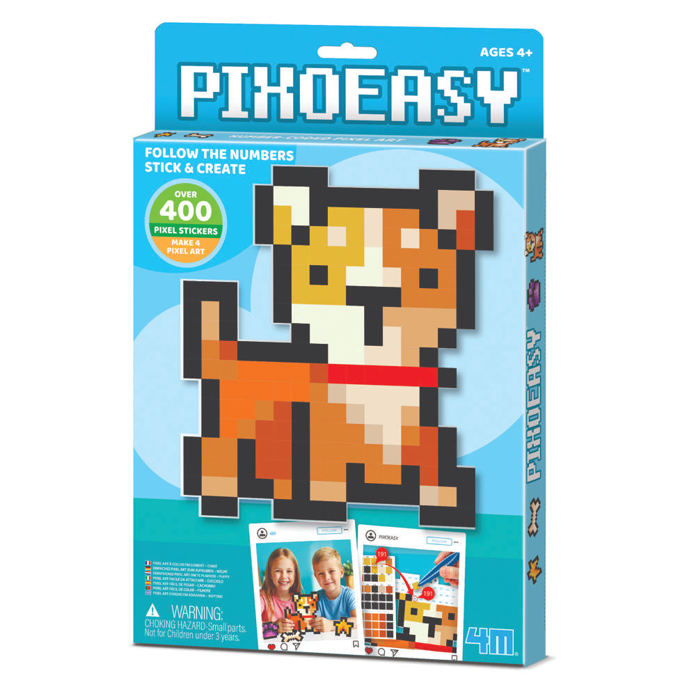 4M Pixoeasy Dog - Pixel Sticker Art Set, Kids Toys, Craft Gifts for Age 5+ Years