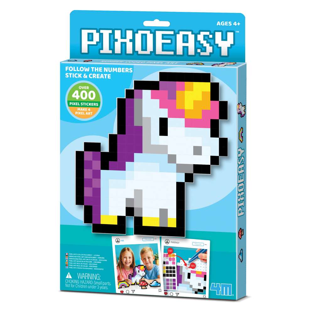 4M Pixoeasy Unicorn - Kids Pixel Art Kit, Pixels Sticker Art, Craft Sets & Toys