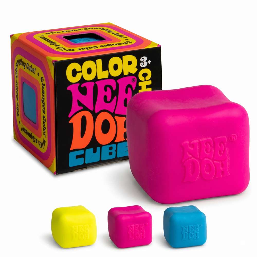 NeeDoh Color Change Cube - Colour Changing Fidget Toy for Kids Sensory Play