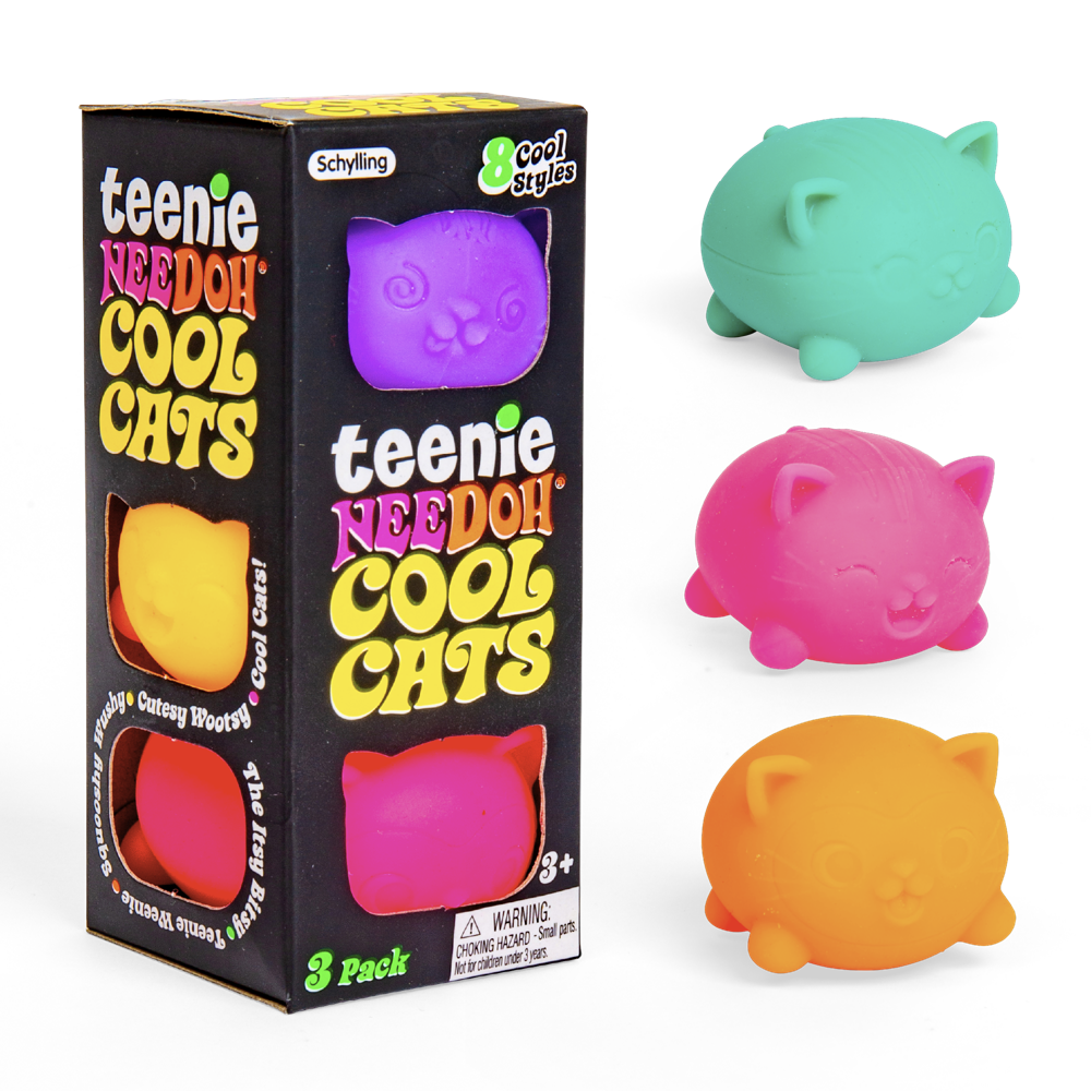 NeeDoh Teenie Cool Cats Classic Groovy Kitten Shaped Squishy 3 Pack