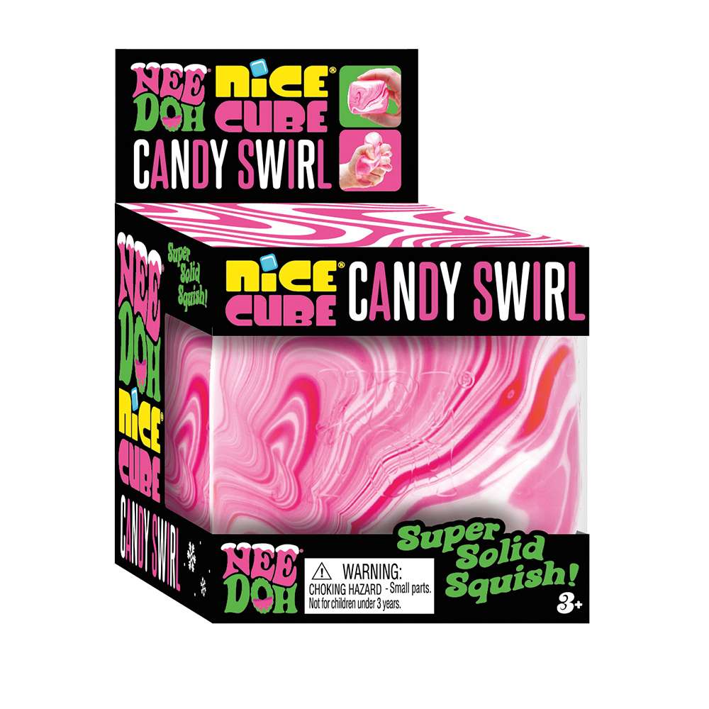 NeeDoh Nice Cube Candy Swirl Super Solid Squish Christmas Fidget Toy