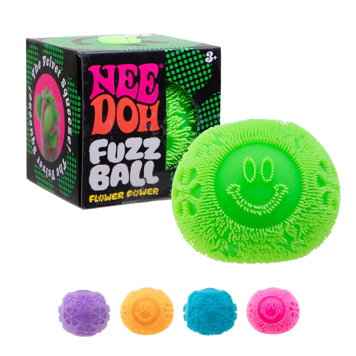 NeeDoh Fuzzball Flower Power Velvet Squeeze Groovy Sensory Fidget Toy