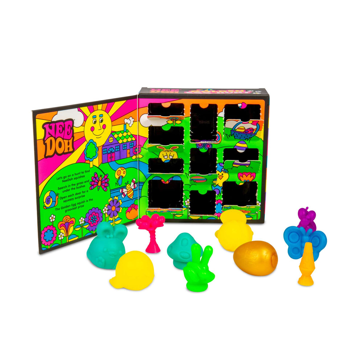 NeeDoh Golden Egg Hunt- Kids' Easter Fidget Toy Box with Mystery Doors