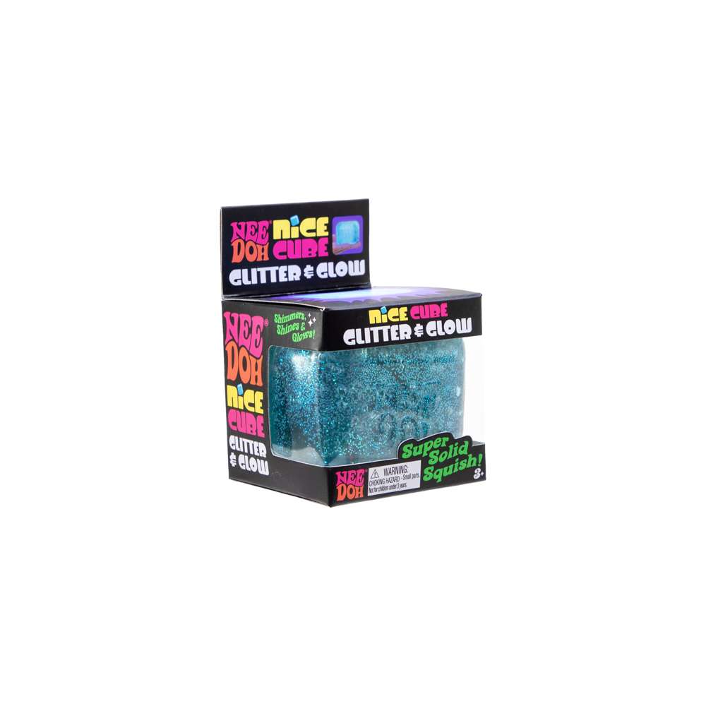 NeeDoh Nice Cube Glitter & Glow Super Solid Squish Sparkly Fidget Toy