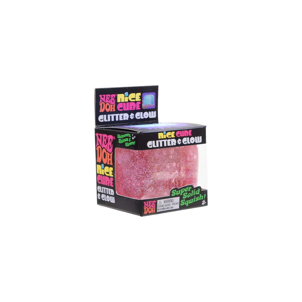 NeeDoh Nice Cube Glitter & Glow Super Solid Squish Sparkly Fidget Toy