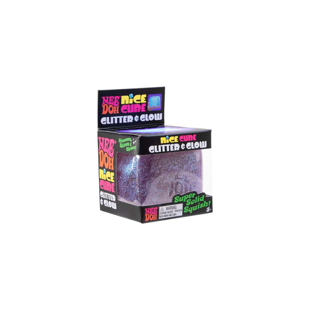 NeeDoh Nice Cube Glitter & Glow Super Solid Squish Sparkly Fidget Toy