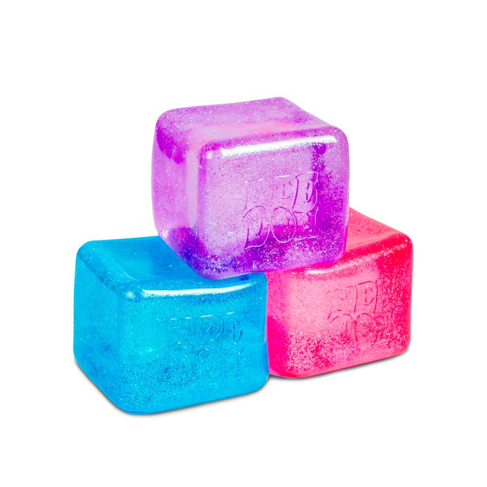 NeeDoh Niceberg Glitter & Glow Super Solid Squish Large Cube Fidget Toy