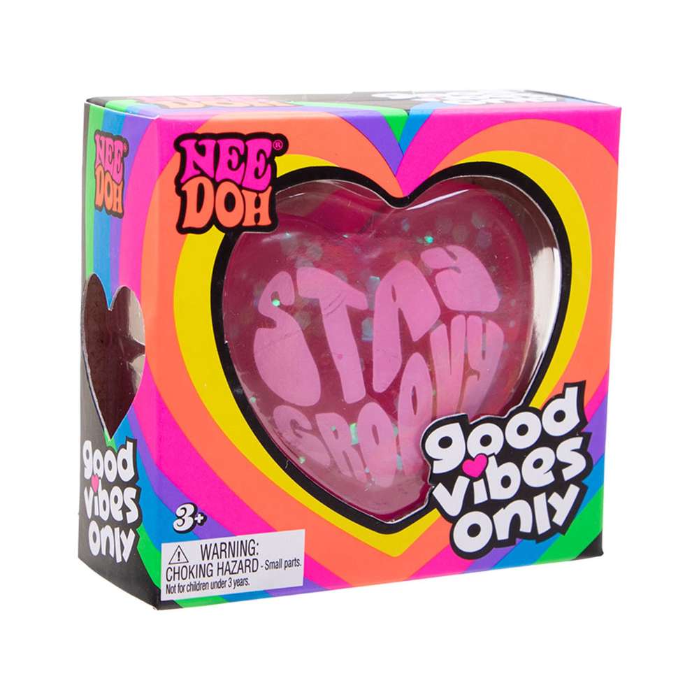 NeeDoh Good Vibes Only Super Solid Squish Heart Shaped Fidget Toy