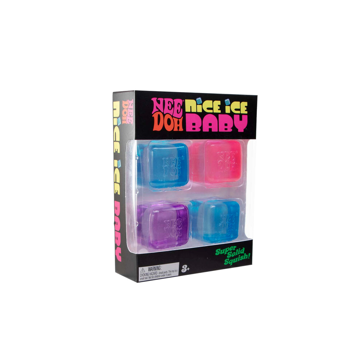 NeeDoh Nice Ice Baby Teenie Super Solid Squish Mini Cube Fidget Toy 4 Pack