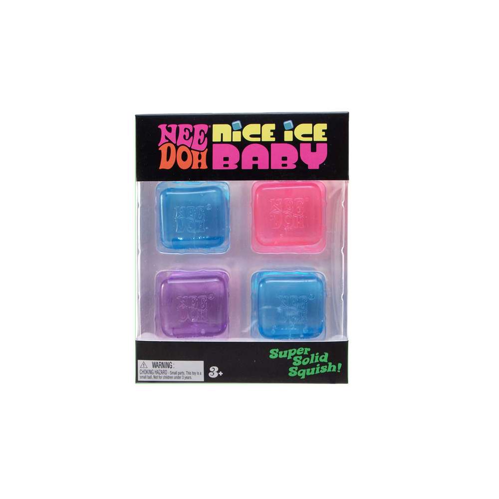 NeeDoh Nice Ice Baby Teenie Super Solid Squish Mini Cube Fidget Toy 4 Pack