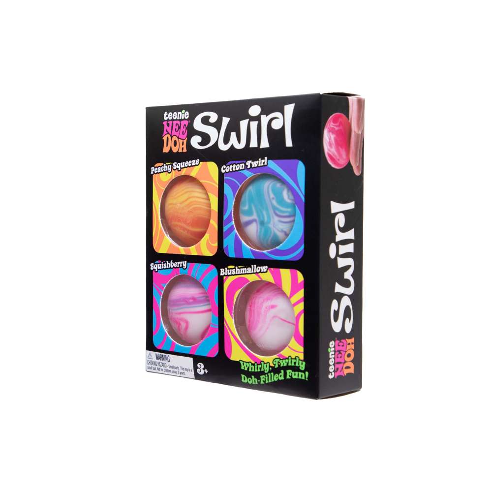 NeeDoh Swirl Teenie Classic Groovy Glob Marbled Look Stress Ball 4 Pack