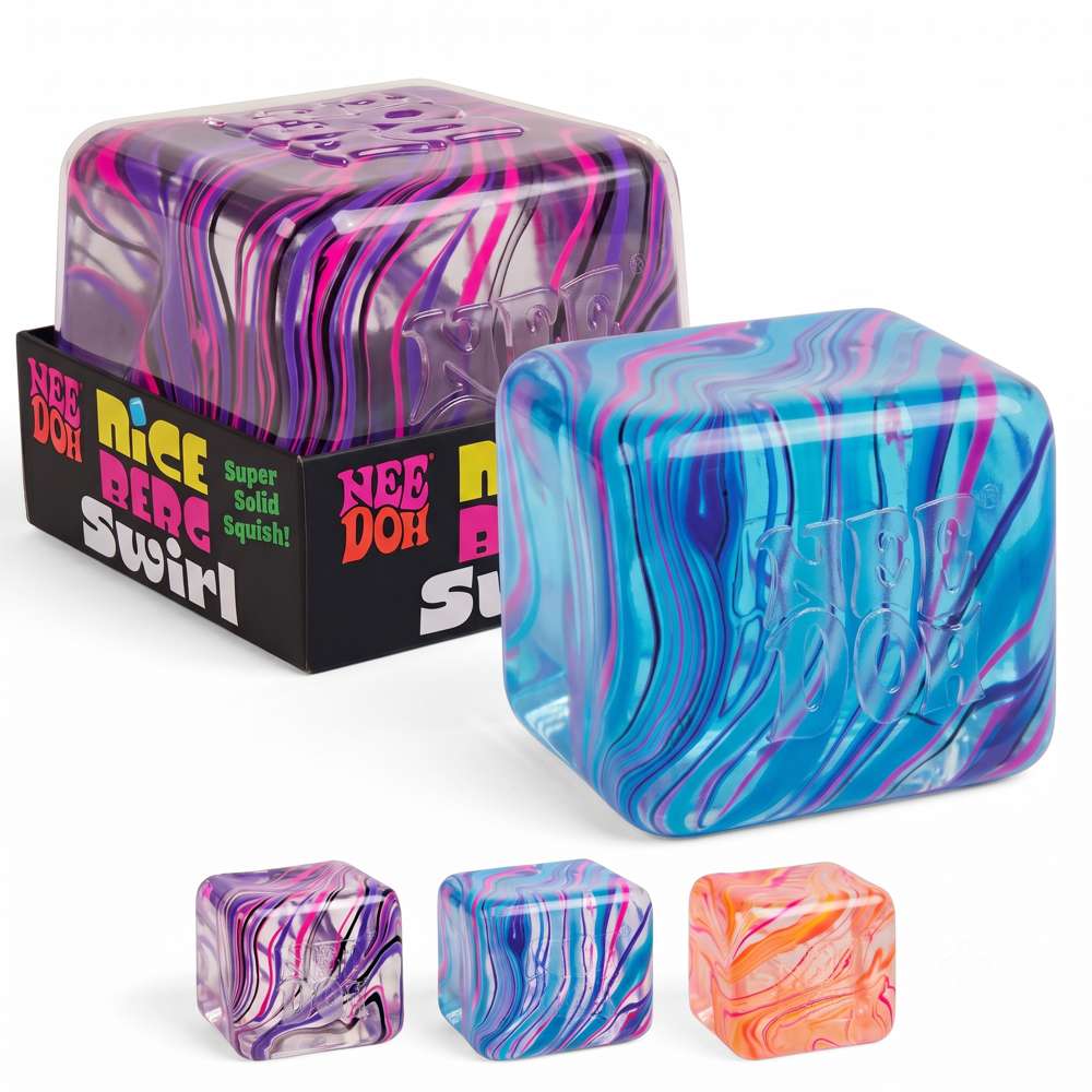 NeeDoh Niceberg Swirl Super Solid Squish Large Cube Sensory Fidget Toy