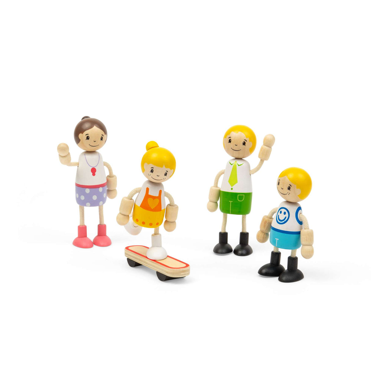 Tidlo White Family Dolls- Wooden Doll Set for Kids