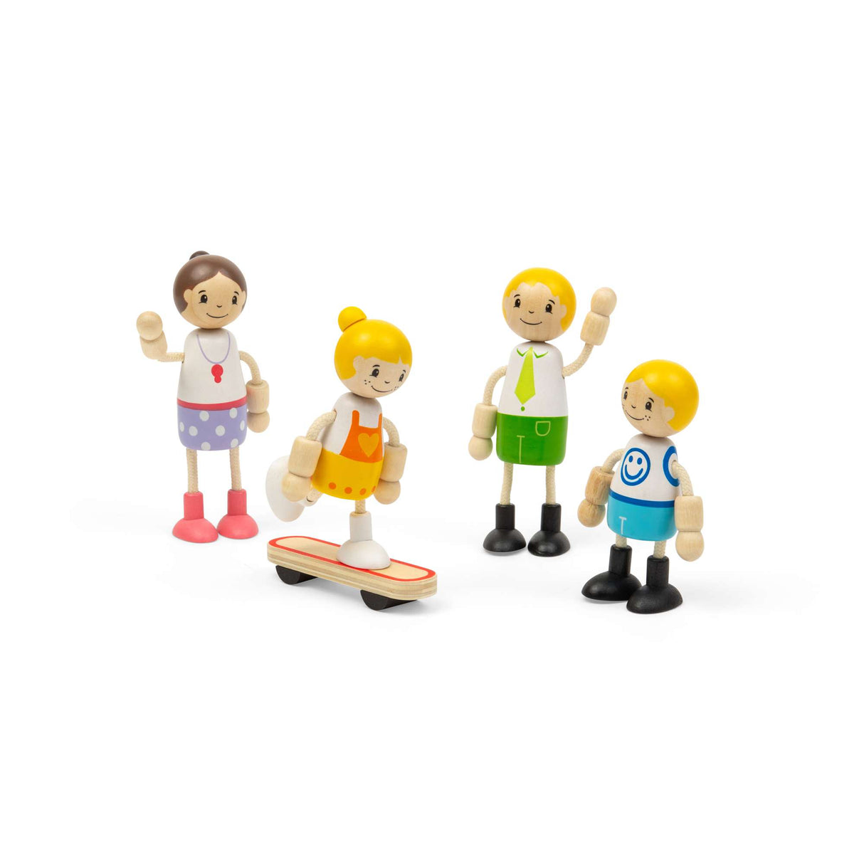 Tidlo White Family Dolls- Wooden Doll Set for Kids