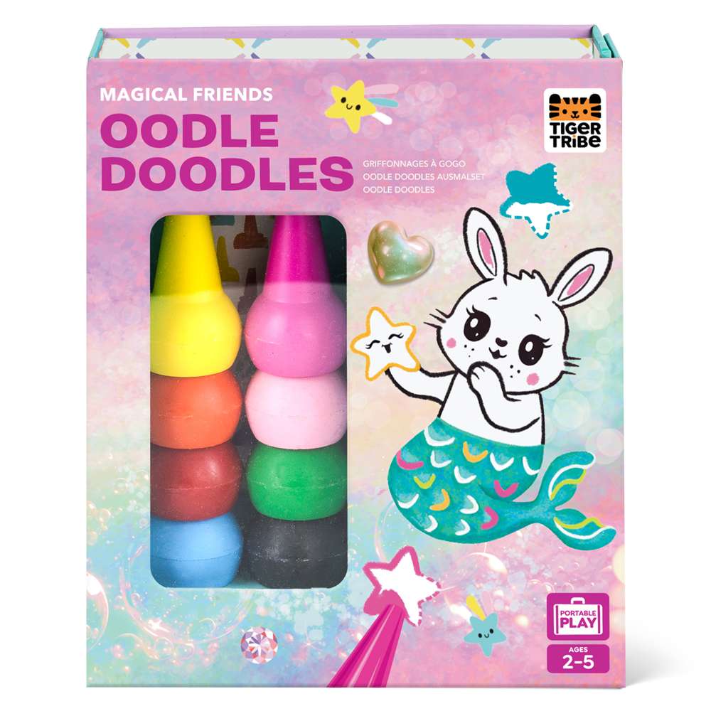 Tiger Tribe Oodle Doodles Magical Friends- Colouring Pad & Crayons Set for Kids