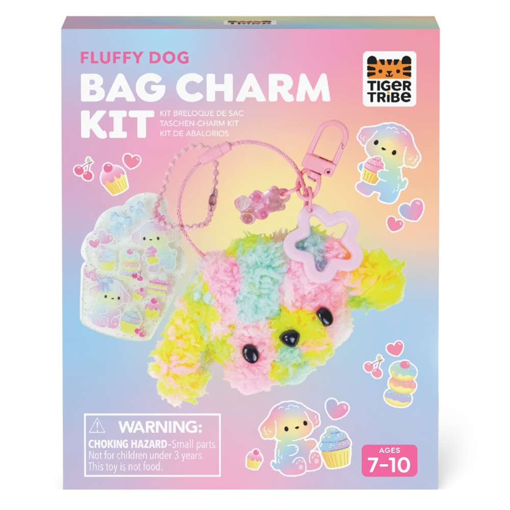 Tiger Tribe Bag Charm Kit- Fluffy Dog- Craft Kits for Kids, Make Your Own Charms