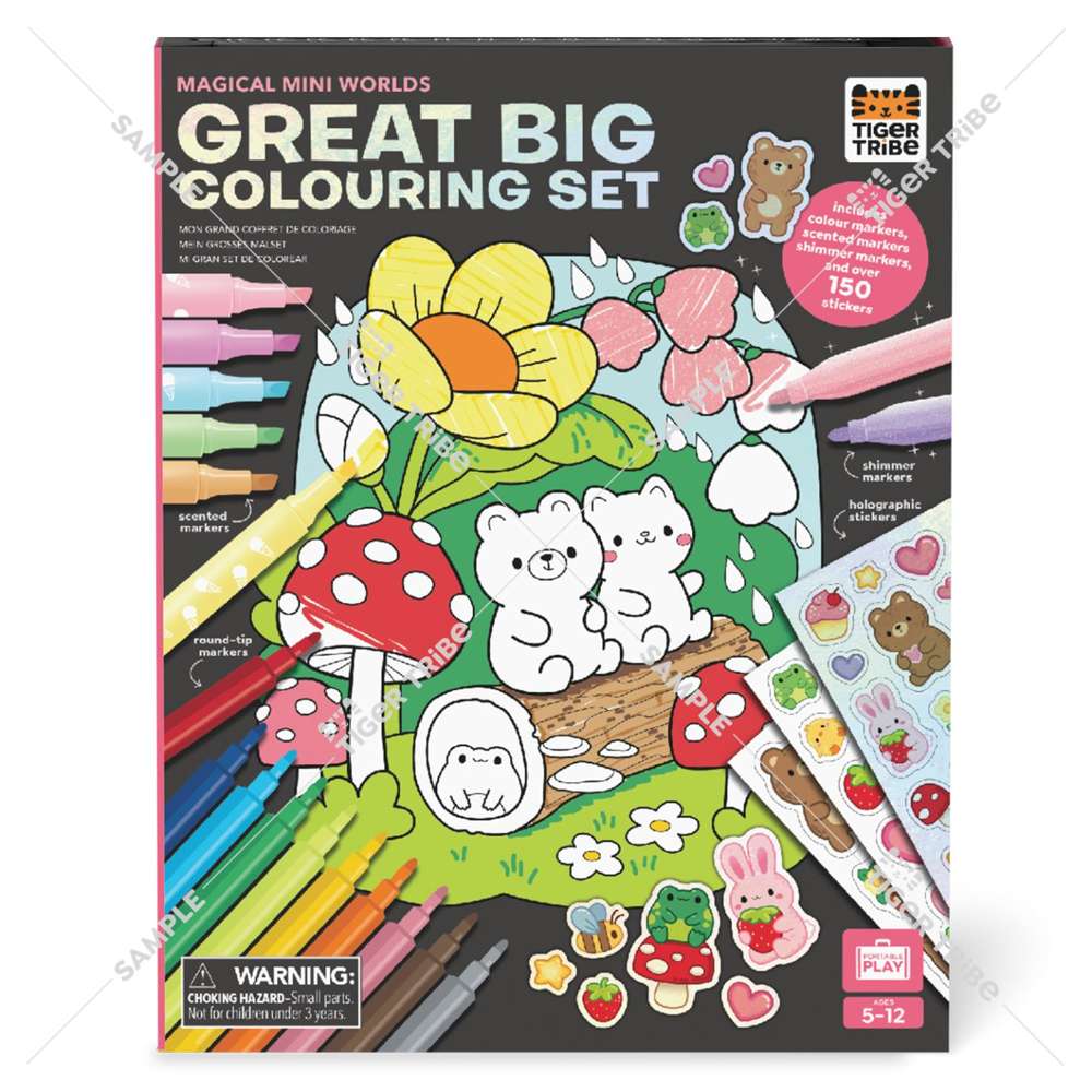 Tiger Tribe Great Big Colouring Set Magical Mini Worlds- Kids Colouring Page Set