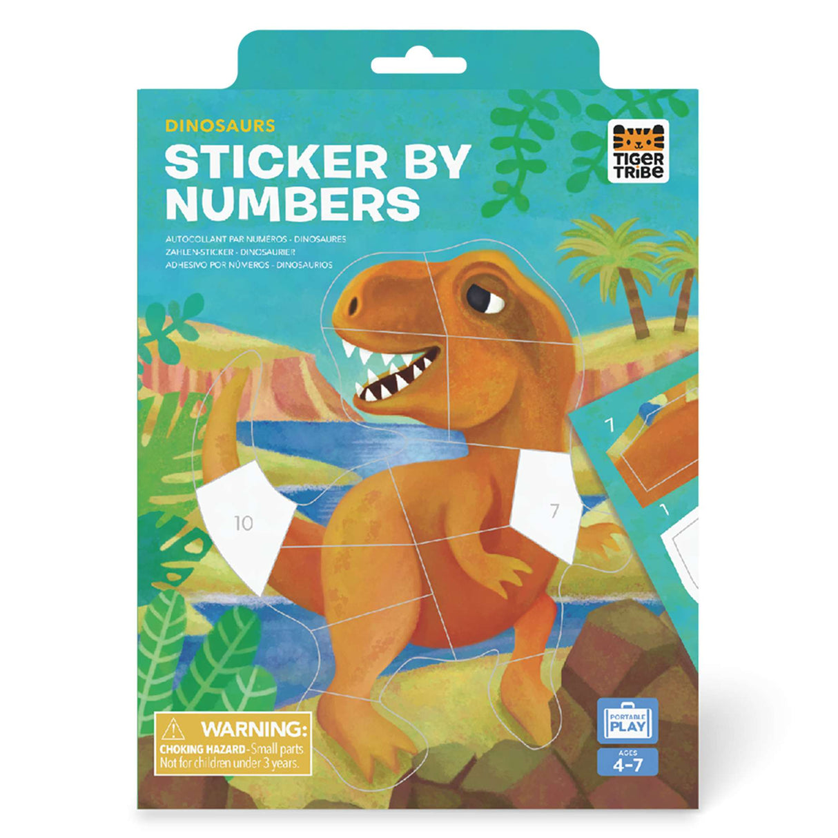 Tiger Tribe Sticker By Numbers - Dinosaurs - Children's Travel Activity Set