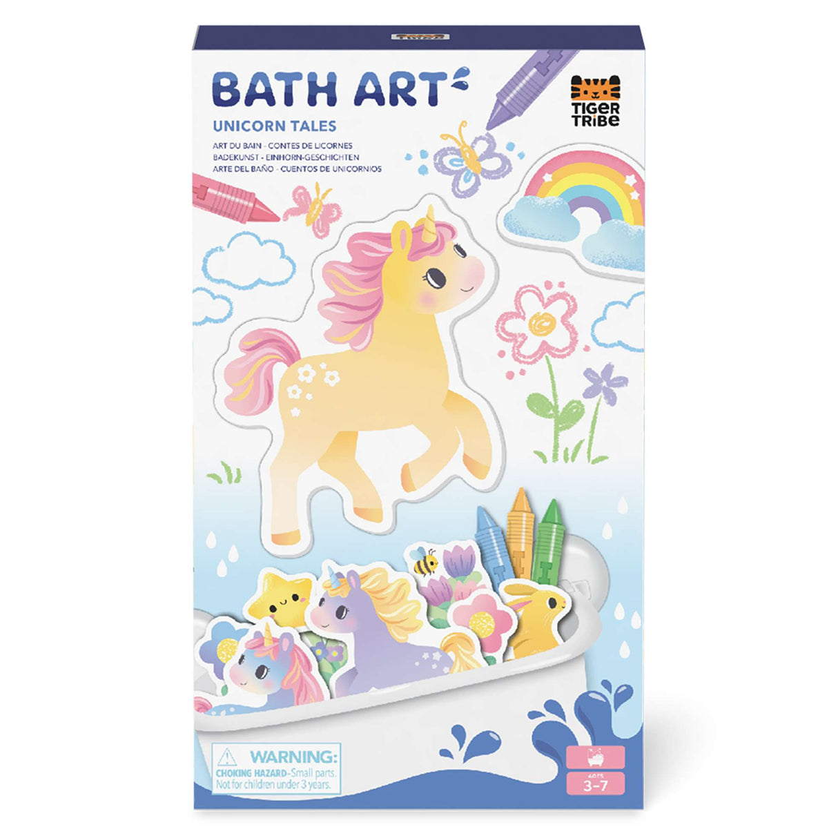 Tiger Tribe Bath Art Unicorn Tales - Kids' Foam Shapes Set & Crayons for Baths