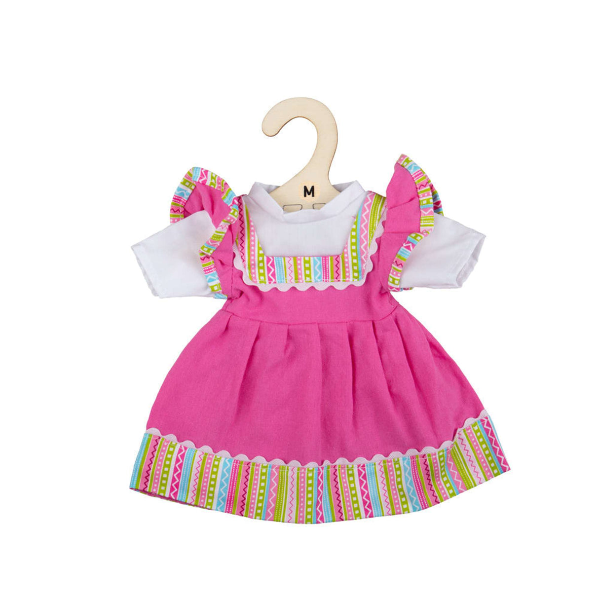 Pink dress with striped trim (for Size Medium Doll)