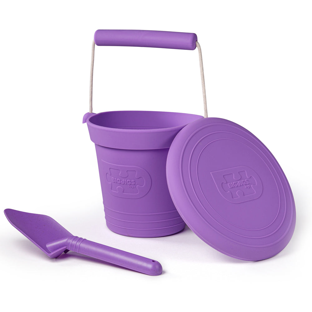 Bigjigs Toys 33LP Lavender Purple Silicone Bucket, Flyer and Spade Set