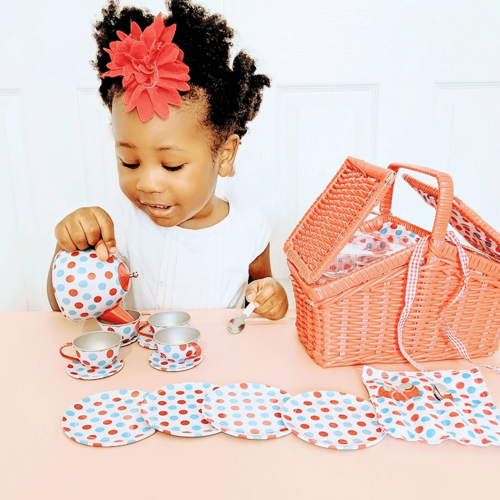 Spotted Basket Tea Set - Damaged Box