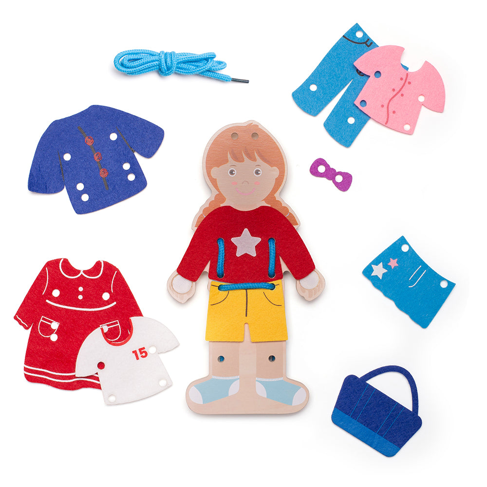 Lacing dress-up girl