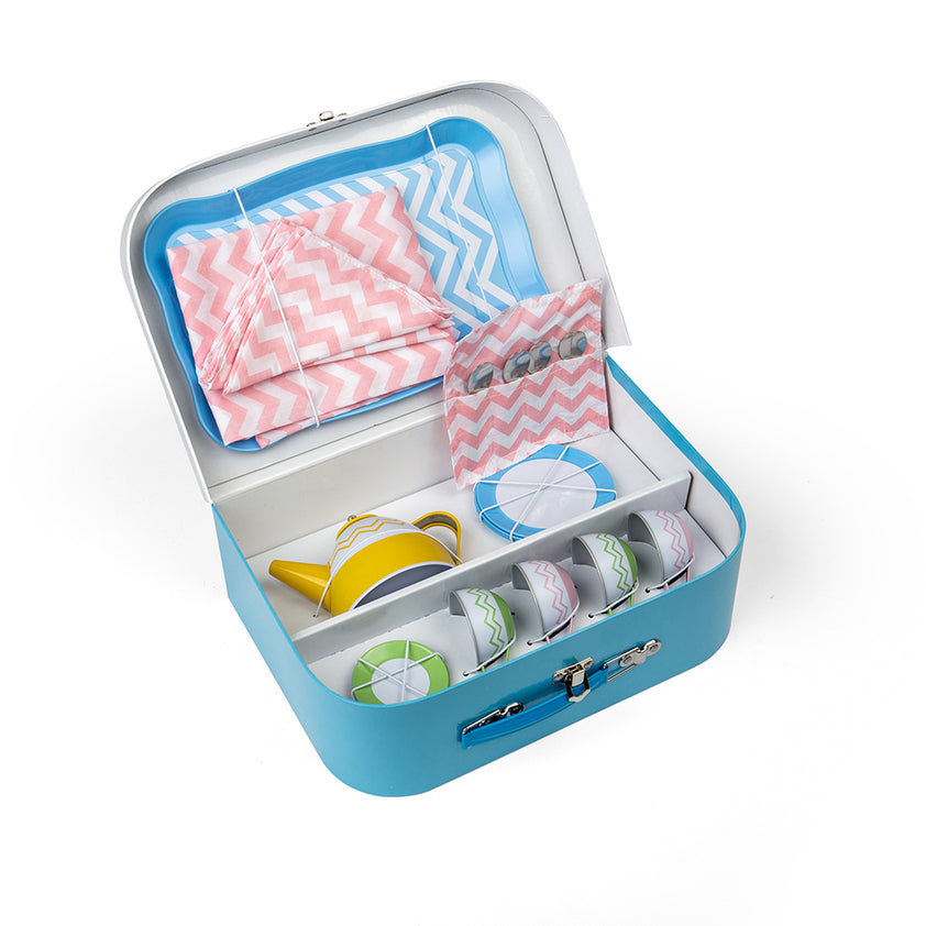 Children's Tin Tea Set w/ Carry Case - Bird
