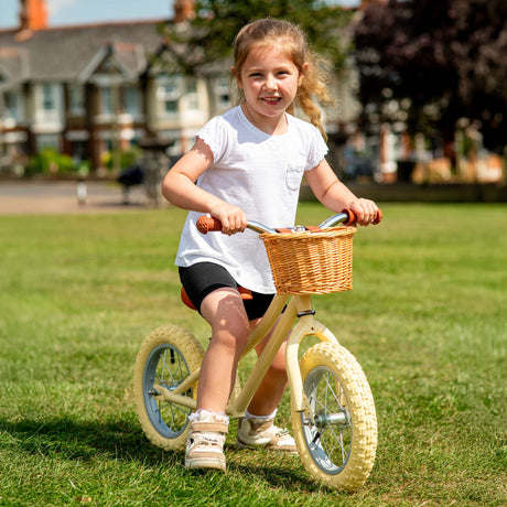 Cream Toddlers Balance Bike With Basket