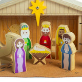 Christmas 13pc Traditional Wooden Nativity Set for Kids