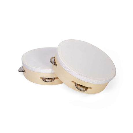 Natural Tambourine Wooden Musical Instrument Toy for Rhythm and Coordination