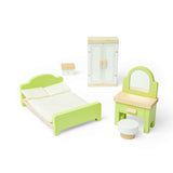 Bedroom Set- Wooden Doll House Furniture, Room Sets for Kids Dolls