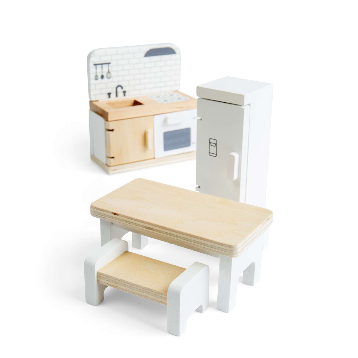 Kitchen Set- Wooden Dolls House Furniture, Dollhouse Accessories
