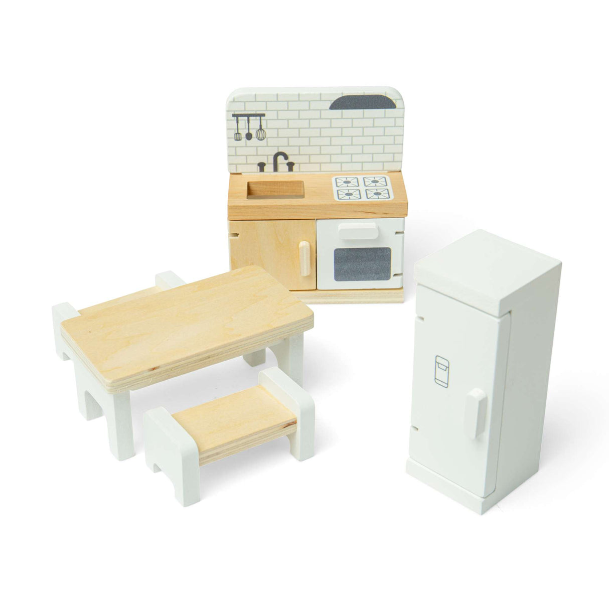Kitchen Set- Wooden Dolls House Furniture, Dollhouse Accessories