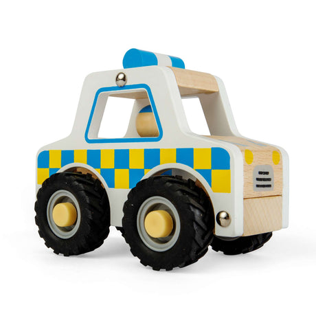 Mini Police Car - Wooden Vehicle Toy, Role Play Cars for Toddlers