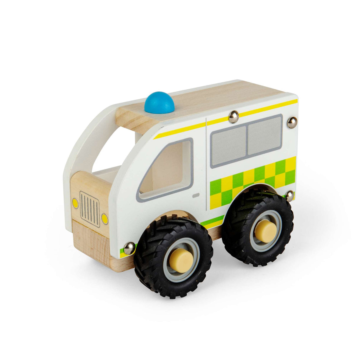 Bigjigs Toys Mini Ambulance - Emergency Services Toy, Children's Wooden Vehicles