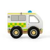 Bigjigs Toys Mini Ambulance - Emergency Services Toy, Children's Wooden Vehicles