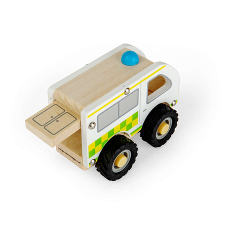 Bigjigs Toys Mini Ambulance - Emergency Services Toy, Children's Wooden Vehicles