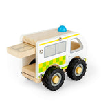 Bigjigs Toys Mini Ambulance - Emergency Services Toy, Children's Wooden Vehicles