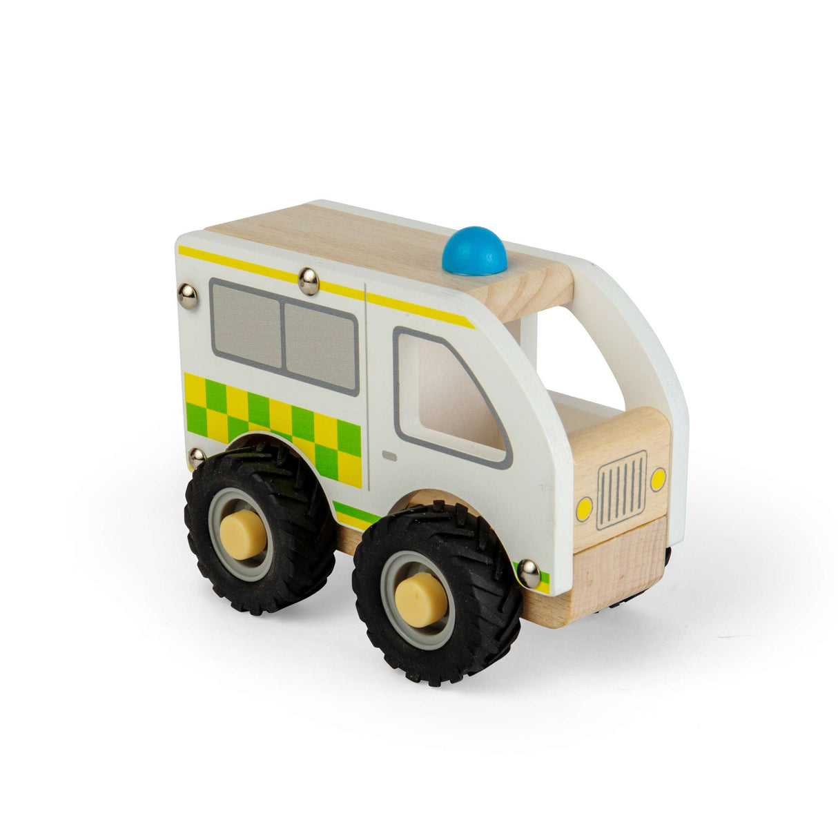 Bigjigs Toys Mini Ambulance - Emergency Services Toy, Children's Wooden Vehicles