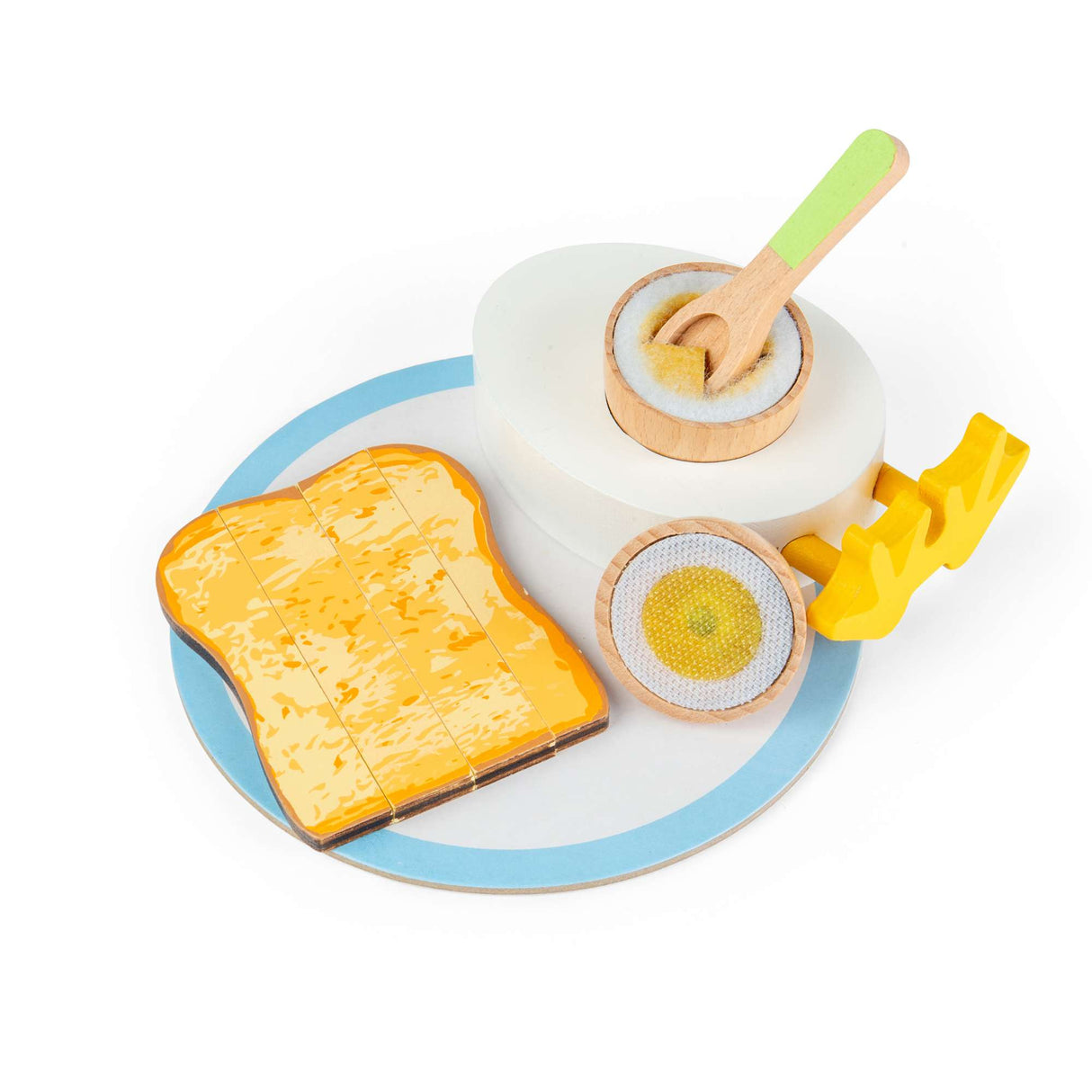 Bigjigs Toys Dippy Egg -Wooden Play Food Set, Pretend Breakfast Playset for Kids