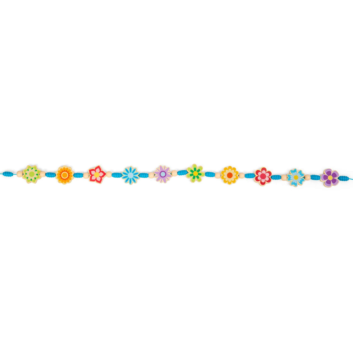 Bigjigs Toys Summer Flowers Jewellery Set- Kids Wooden Bead Bracelet Making Kit